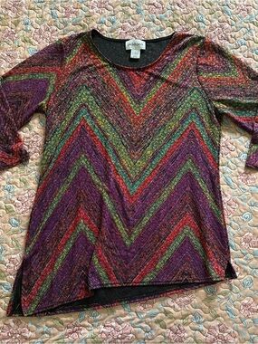 Peck & Peck Made in USA Colorful Chevron Print Women’s Top